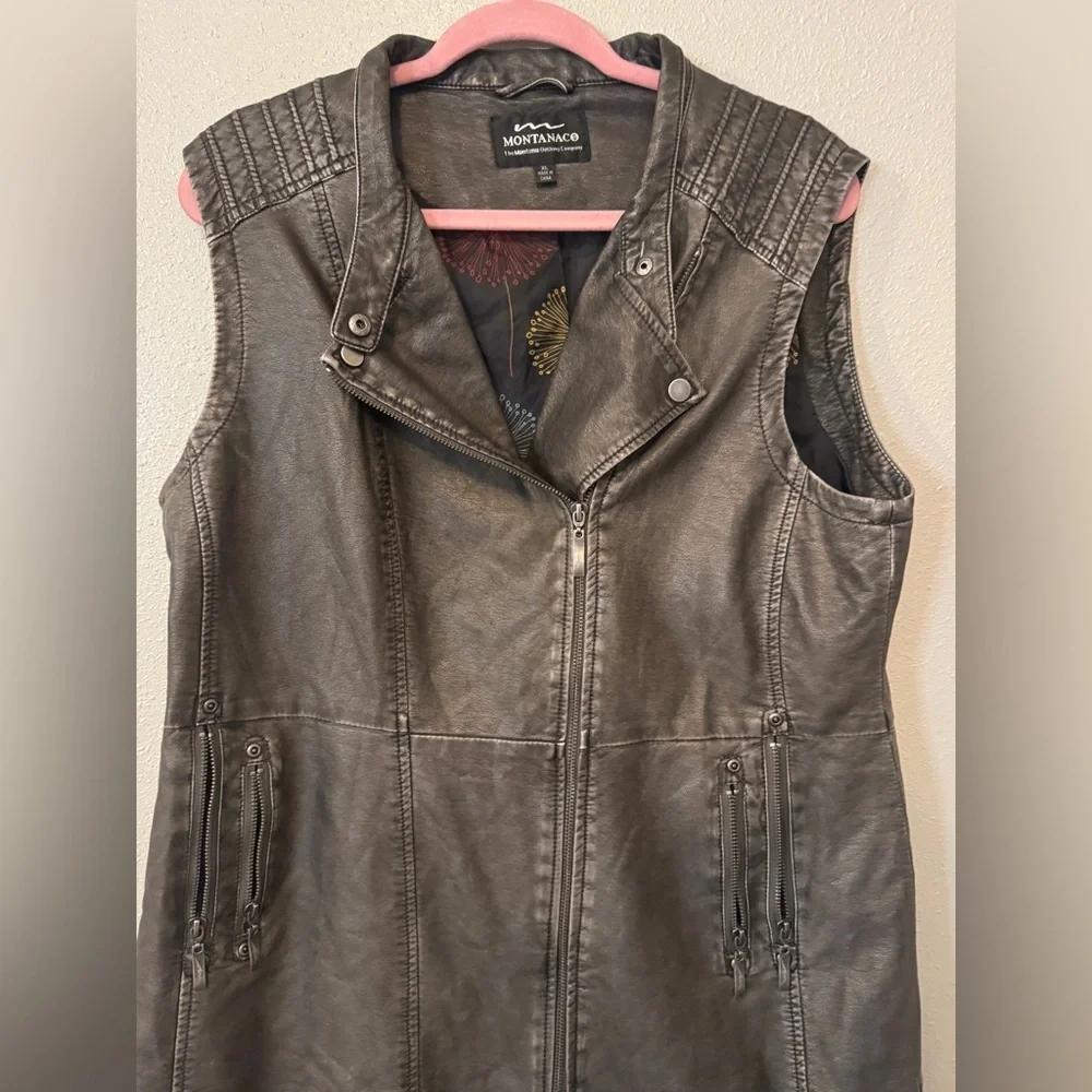 Grey faux leather moto festival sleeveless mini dress size XL sexy fun cool girl - Picture 10 of 10